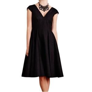 Anthropologie Peter Som x Made in Kind Black Paimpont Silk V-Neck Dress 4